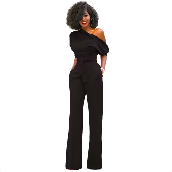 🎉New One Shoulder Jumpsuit: Sexy Loose Fit High Waisted Romper with Pocket. - Picture 7 of 7
